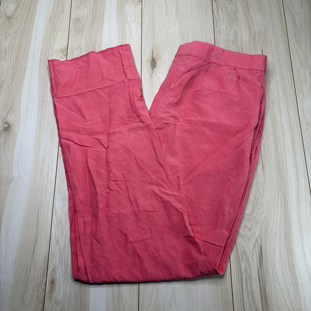 Polo Ralph Lauren Mens Linen Silk Fit Dress Pants 38x36 Red Trousers Unhemmed